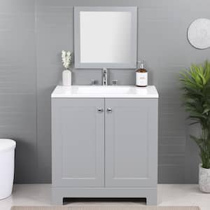 30 in. W x 19 in. D x 33 in. H Single Sink Freestanding Bath Vanity in Pearl Gray with White Cultured Marble Top