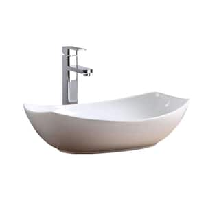 Modern White Vitreous China Rectangular Vessel Sink