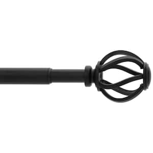 28 in. - 48 in. Telescoping 5/8 in. Single Curtain Rod Kit in Matte Black with Cage Finials