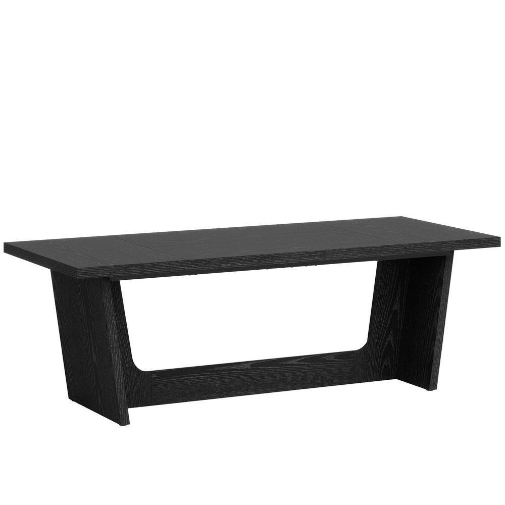 70.87 in. Rectangular Black Wood Executive Computer Desk with Sturdy Trapezoidal Base for Home Office