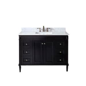 Tiffany 49 in. W Bath Vanity in Espresso with Marble Vanity Top in White with Square Basin