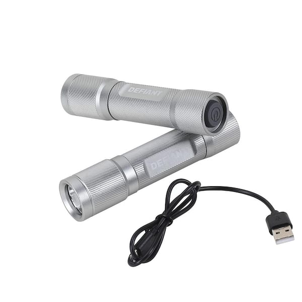Defiant 500 Lumens LED Rechargeable Aluminum Flashlight (2-Pack)