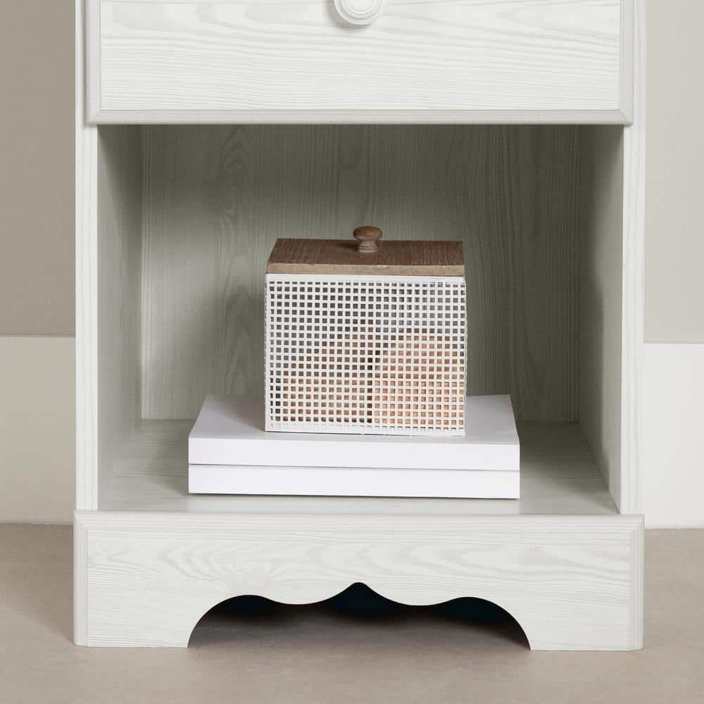 White Pine 1-Drawer Nightstand with Open Shelf