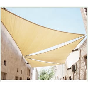 14 ft. x 14 ft. x 19.8 ft. 190 GSM Beige Right Triangle Sun Shade Sail with Triangle Kit