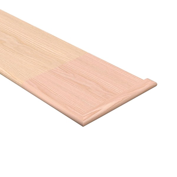 Stair Parts 42 in. x 11-1/2 in. x 1 in. Unfinished Red Oak Reversible Return Hybrid Engineered Stair Tread