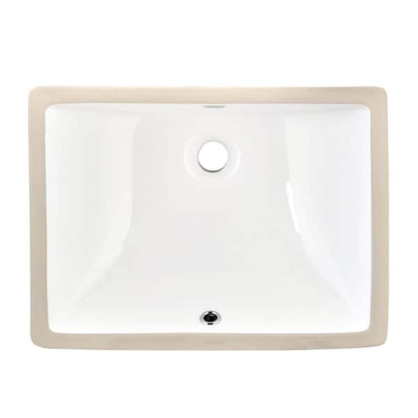 YASINU 20 in . Undermount Rectangular Bathroom Sink with Overflow Drain in White Vitreous China