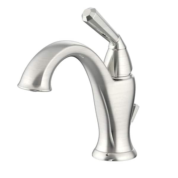 Fontaine by Italia Liege Single Handle Single-Hole Bathroom Faucet with Drain in Brushed Nickel
