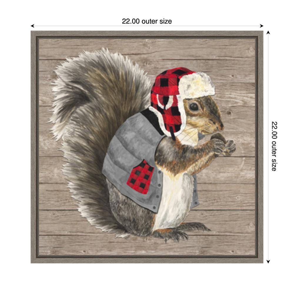 Warm in the Wilderness Squirrel Canvas Print with Sylvie Greywash Frame