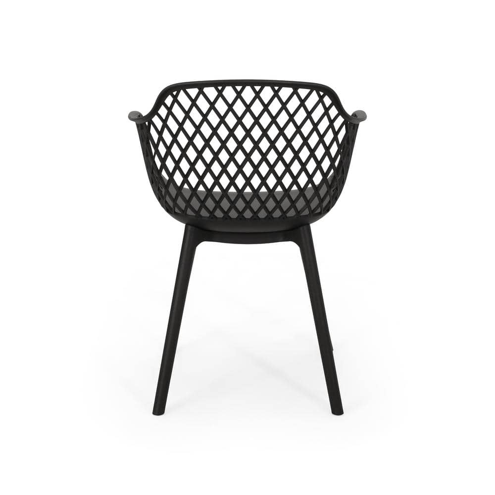 Black Polypropylene Resin Outdoor Dining Chairs, Set of 2