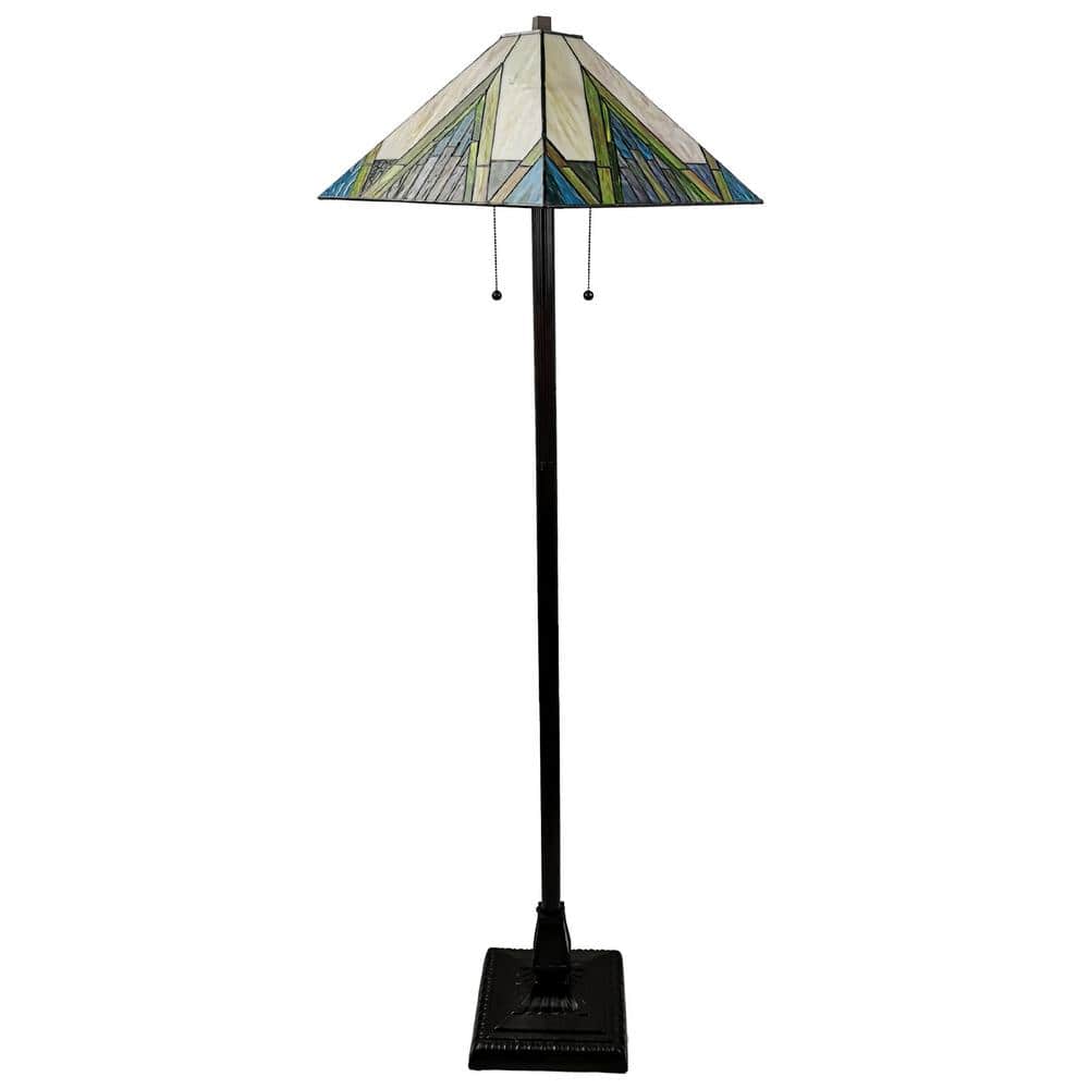 Tiffany Style 62" Bronze Stained Glass Mission Floor Lamp