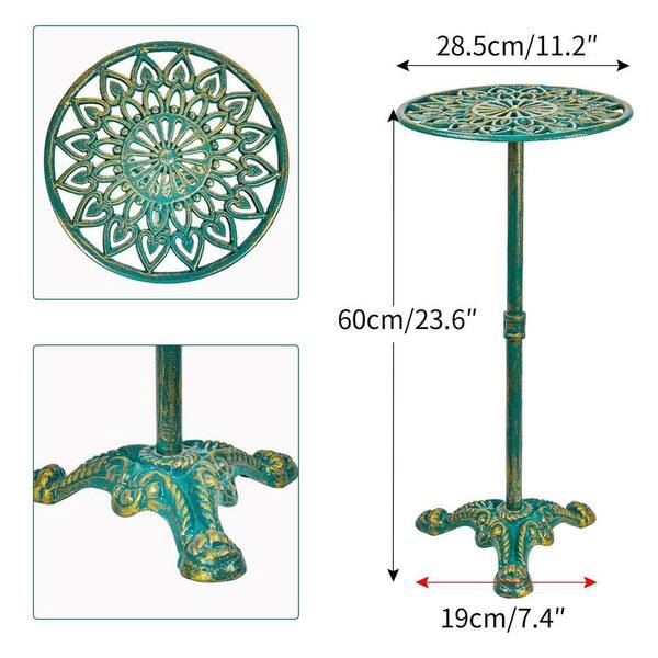 1-Tier Antique Green Cast Iron Flower Pot Plant Stand Indoor