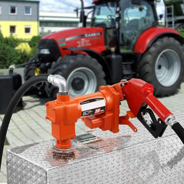 Fuel Transfer Pump, 12V DC 20 GPM 1/4 HP, Gasoline Extractor Pump with Automatic Nozzle, Discharge Hose and Suction Pipe