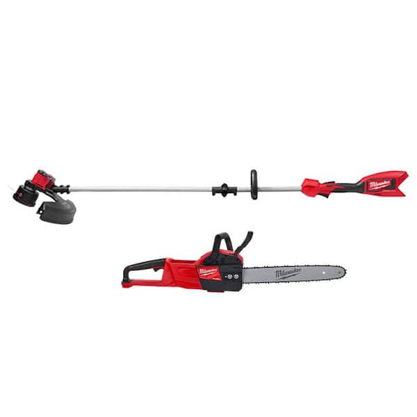 Milwaukee 2828-20-2727-20 M18 18V Lithium-Ion Brushless Cordless String Trimmer with M18 FUEL 16 in. 18V Lithium-Ion Chainsaw (2-Tool) - 1