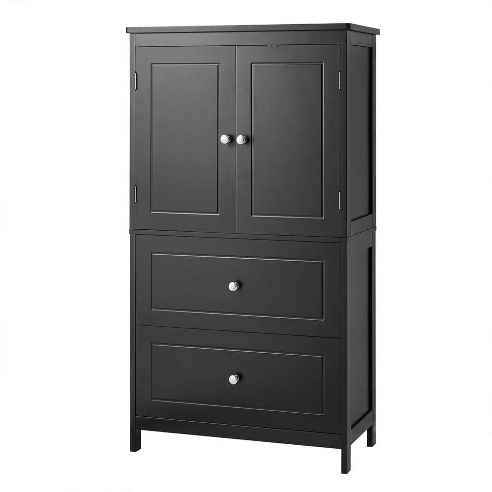 23.6 in. W x 11.8 in. D x 43.3 in. H Black Linen Cabinet with 2 Doors and D