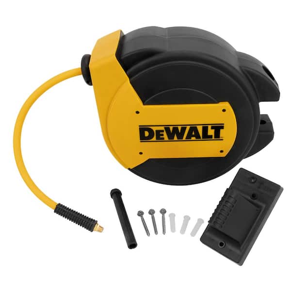DEWALT Enclosed Hybrid Polymer 3/8 in. x 50 in. Hose Reel with 1/4 in. NPT Fitting