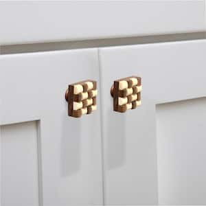 Fusion Checkered 1-1/3 in. (34 mm) Cream and Brown Cabinet Knob