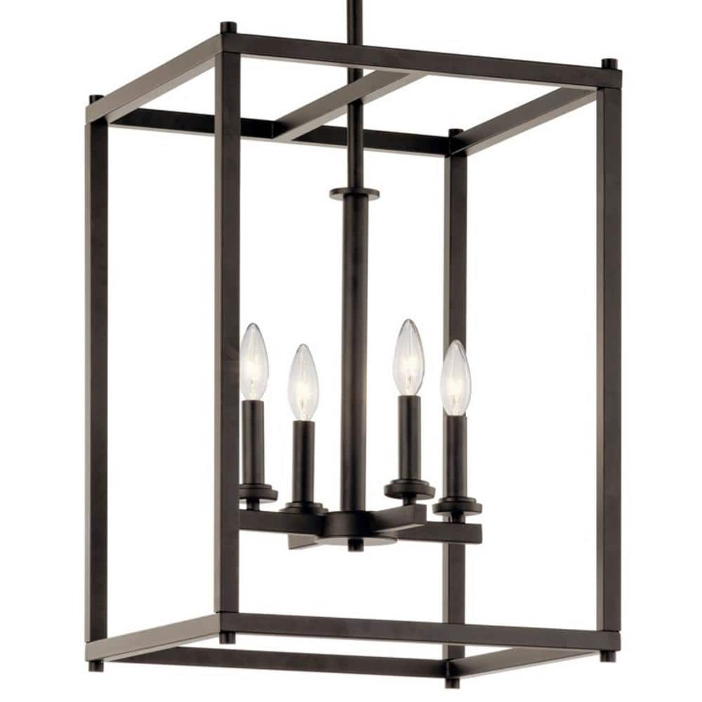 Crosby Contemporary Black and Olde Bronze 16" Square Chandelier