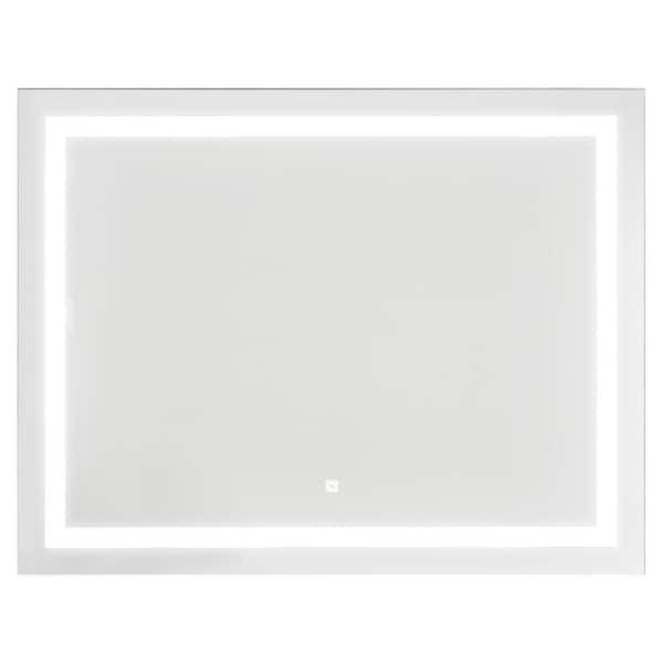 CATALINA 36 in. W x 28 in. H Large Rectangular Frameless Anti-Fog Wall Mounted LED Light Bathroom Vanity Mirror in Silver