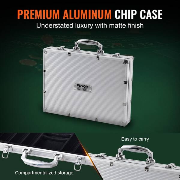 Aluminum Poker Chip Case – Holds 500 Chips, Lockable With Card Holder