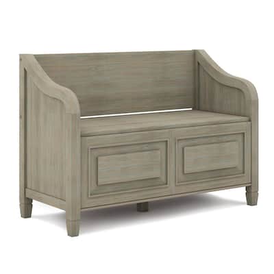 Connaught Solid Wood 42 in. Wide Traditional Entryway Storage Bench in Distressed Grey