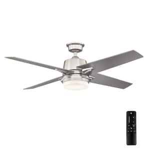 56 in. Montel LED Brushed Nickel Ceiling Fan With Light and Remote Control