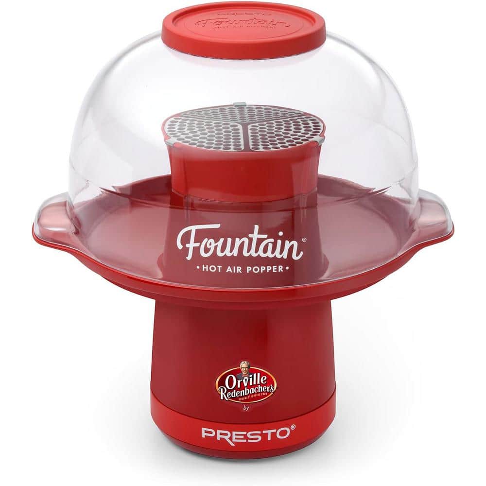 5 qt. Plastic Countertop Fountain Hot Air Popcorn Popper with Stainless Ste