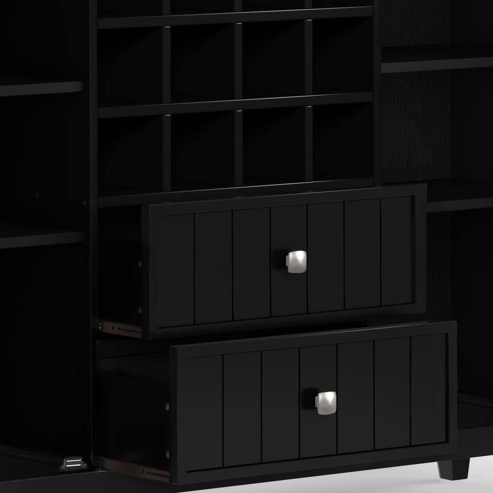 Bedford Black Solid Wood 54" Sideboard Buffet with Wine Rack