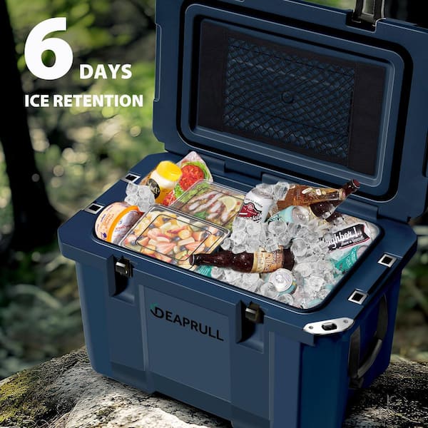 Denjol Dark Blue 60 qt. Portable Chest Cooler with Cup Holders