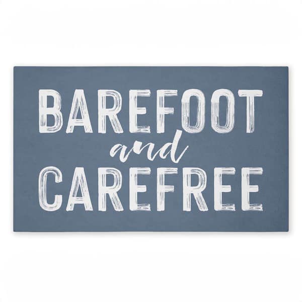 Barefoot and Carefree Summertime Blue 18 in. x 30 in. Polyester Non-Slip Outdoor Door Mat
