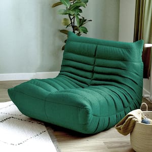 34.25 in. Comfy Lazy Floor Sofa Mohair Teddy Velvet Bean Bag Bedroom Living Room Armless Foam-Filled Thick Couch, Green