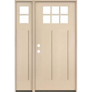 PINNACLE Craftsman 50 in. x 80 in. 6-Lite Right-Hand/Inswing Clear Glass Unfinished Fiberglass Prehung Front Door w/LSL