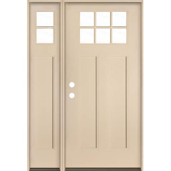 Krosswood Doors PINNACLE Craftsman 50 in. x 80 in. 6-Lite Right-Hand/Inswing Clear Glass Unfinished Fiberglass Prehung Front Door w/LSL