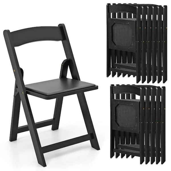 Set of 12 Dining Chairs w/ Rubber Wood Legs and Padded Seat for Home Office Events Black