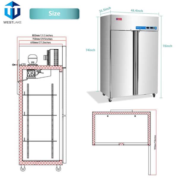 JEREMY CASS Profile 51 in. 36 cu. ft. Combined Refrigerator and Freezer Stainless Steel HZWCDOE5720
