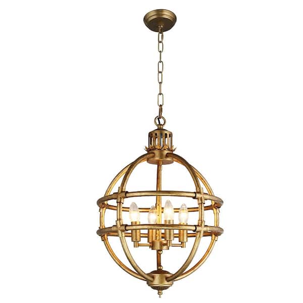 Little Tree 4-Light Globe Chandelier in Gold finish