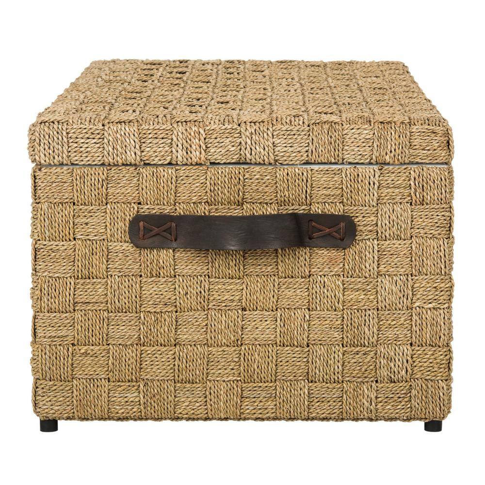 Ashban Coastal Woven Seagrass 39" Coffee Table Trunk in Burlap Brown