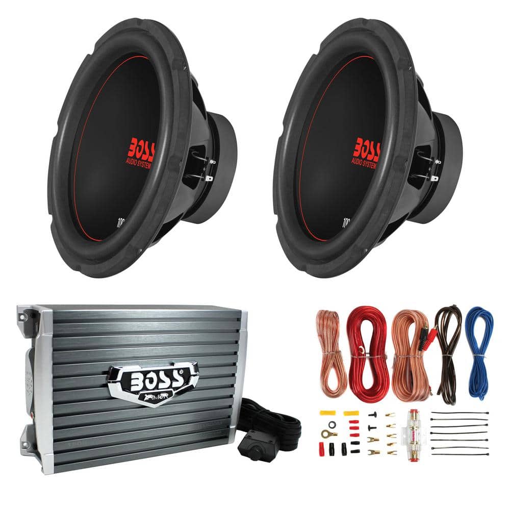 Exxtreme 10 in. 1000-Watt DVC 4 Ohm Subwoofer (Pair) with Amplifier and Wir