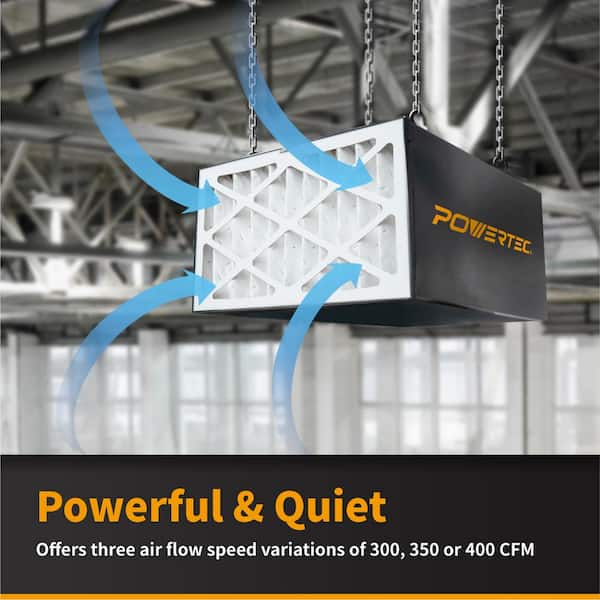 POWERTEC 3-Speed Remote Controlled Air Filtration Systems (300/350/400 CFM)