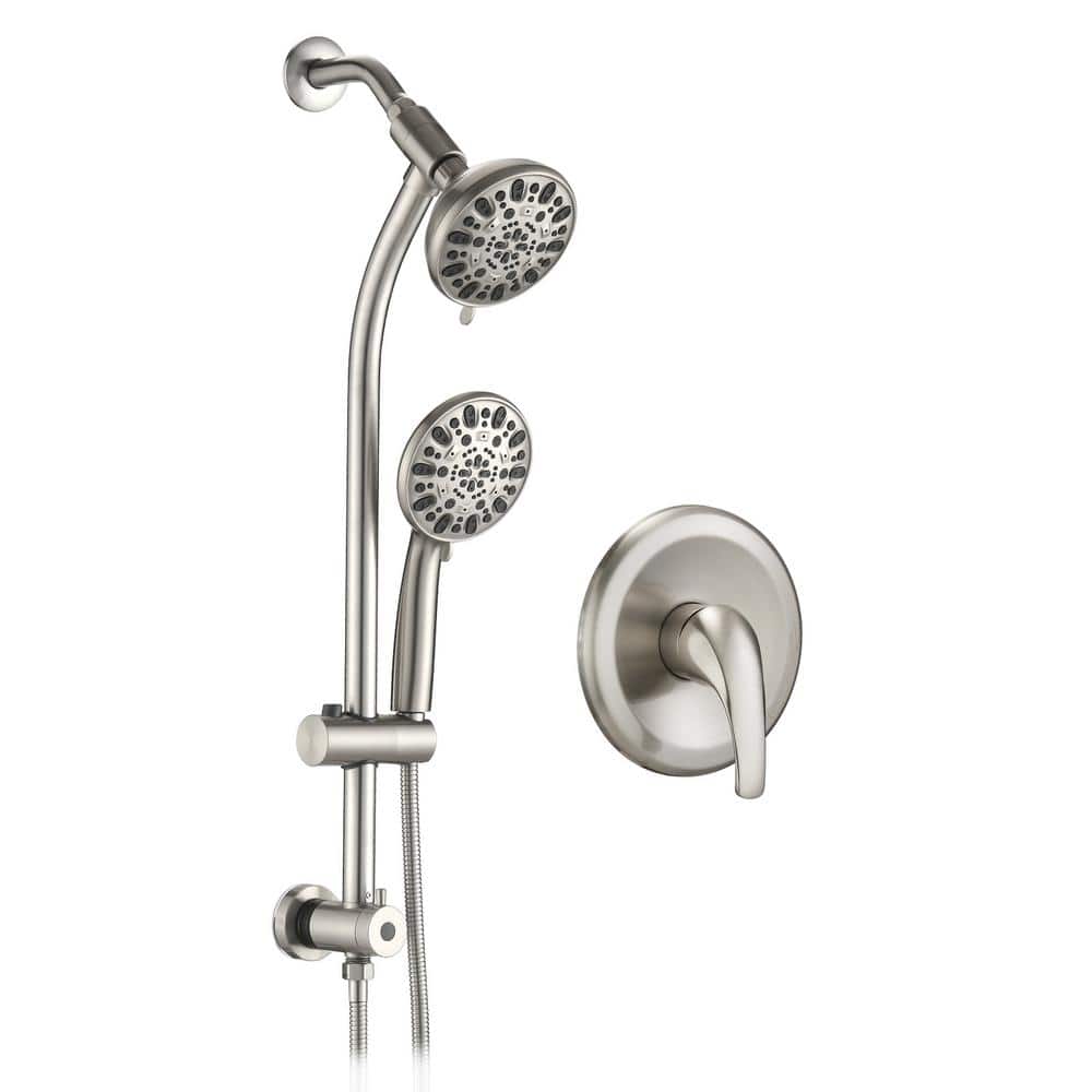 7-Spray Patterns with 1.8 GPM 5 in. Wall Mount Round Rain Dual Shower Heads in Brushed Nickel price history on PriceWatchPro