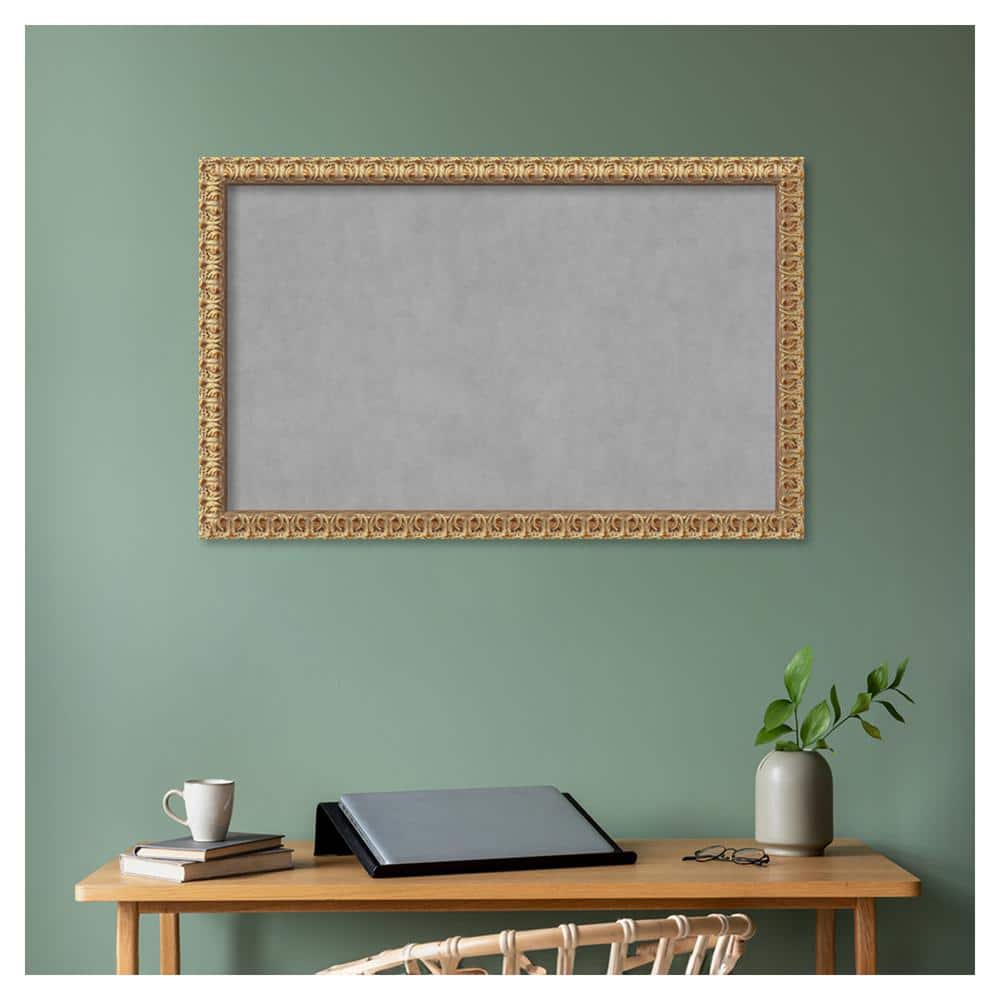Florentine Gold Framed Grey Magnetic Memo Board 40x24