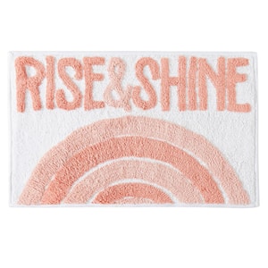 Rise and Shine Rainbow Multi 20 in. x 32 in. Pink Cotton Rectangular Bath Mat