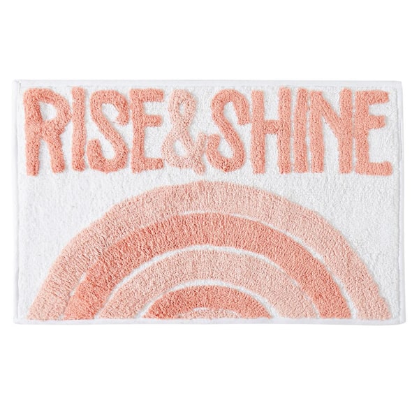 Jessica Simpson Rise and Shine Rainbow Multi 20 in. x 32 in. Pink Cotton Rectangular Bath Mat