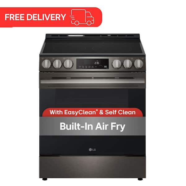 30 in. 6.3 cu. ft. Smart Electric Range with Fan Convection, Air Fry & EasyClean in PrintProof Black Stainless Steel
