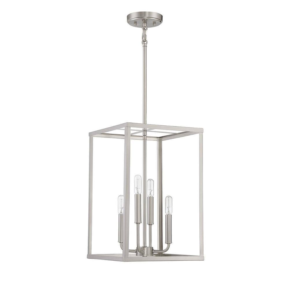 Contemporary Geometric 4-Light Brushed Nickel Pendant