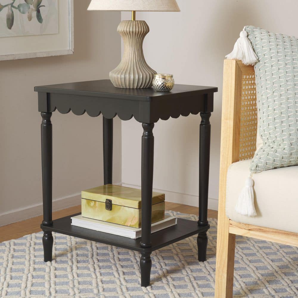 Haven 19.5 in. Matt Black Wood End Table