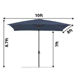 8 ft. x 10 ft. Steel Rectangular Market Umbrella in Navy