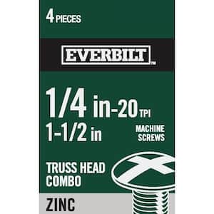 1/4 in.-20 x 1-1/2 in. Combo Truss Head Zinc Plated Machine Screw (4-Pack)