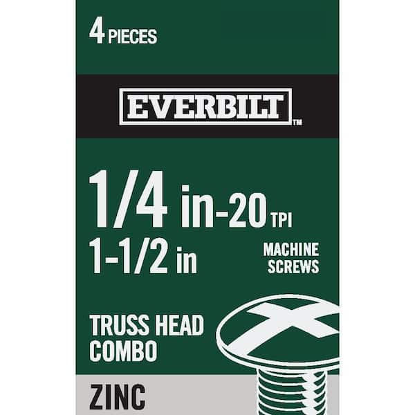 Everbilt 1/4 in.-20 x 1-1/2 in. Combo Truss Head Zinc Plated Machine Screw (4-Pack)