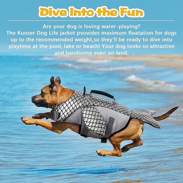 Kuoser Dog Life Jacket High Floatation Blue Whale Shape Pet Life