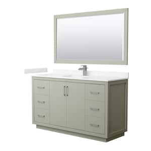 Icon 60 in. W x 22 in. D x 35 in. H Single Bath Vanity in Light Green with Carrara Cultured Marble Top and 58 in. Mirror